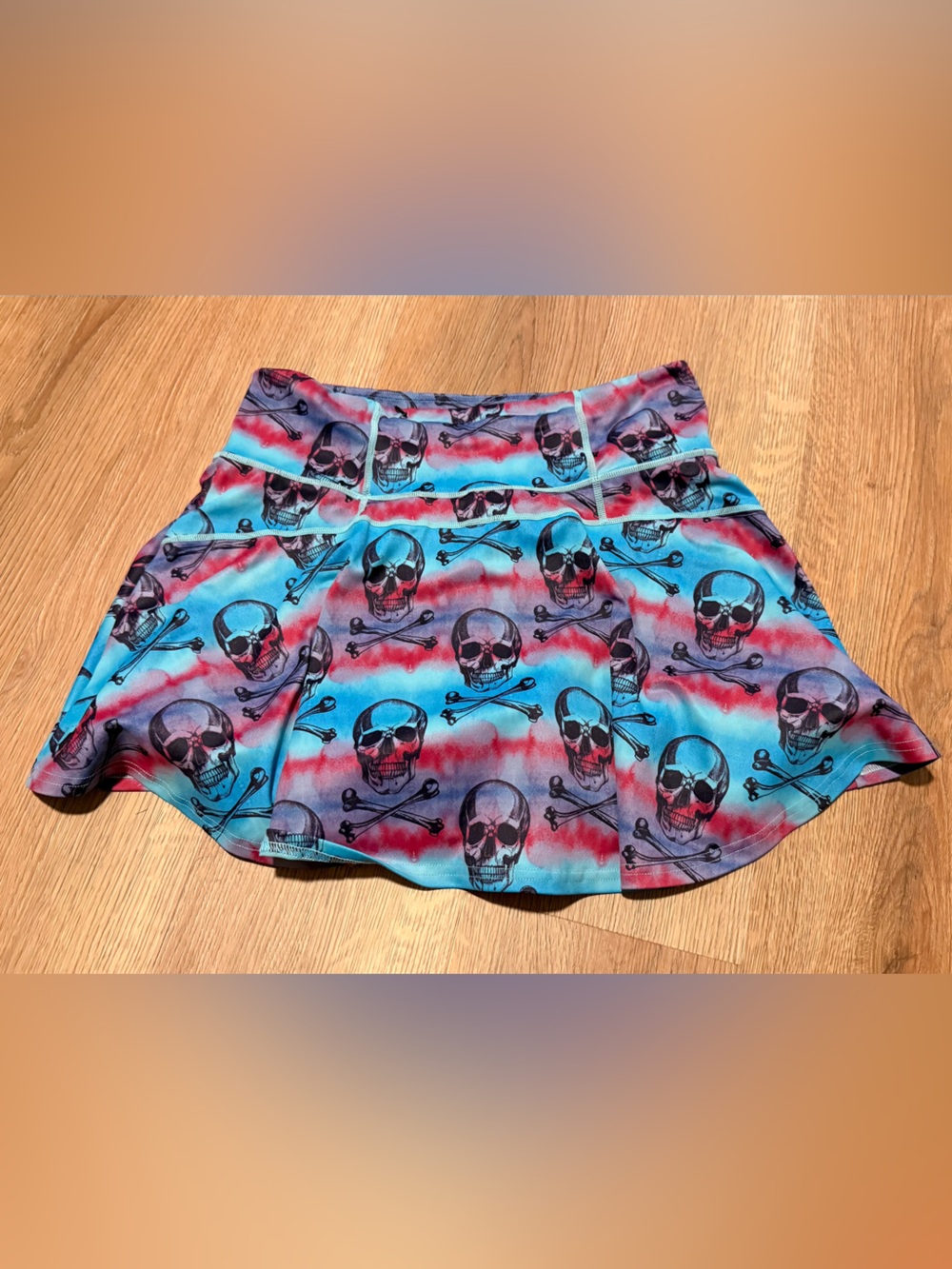 Constantly Varied Gear Skull Tie-Dye Skater Skirt - Blue & Pink